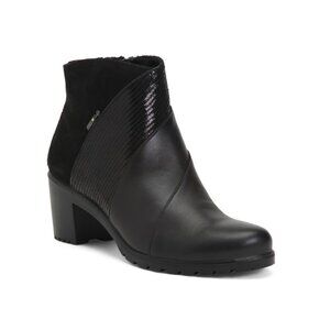 ENVAL SOFT Black Made In Italy Leather Comfort Heel Booties